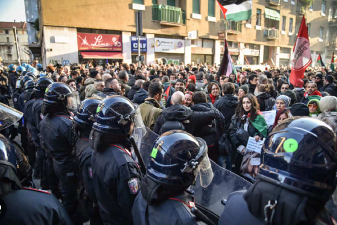 Manifestazione non autorizzata pro Palestina